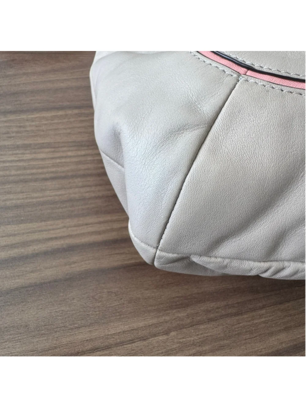 Coach Kristin Colorblock Leather Shoulder Crossbody Bag Beige Coral Pink F22509